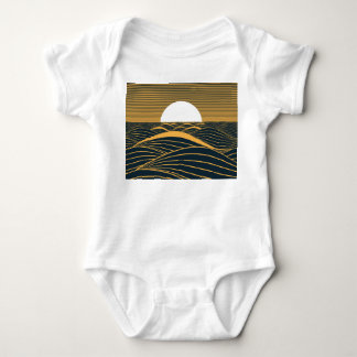 Body Illustration de lune de soleil stylisée, mer sombr