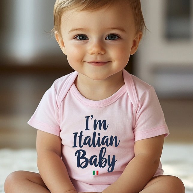 Body "I'm Italian Baby" Funny Italian Pride ("I'm Italian Baby" Funny Baby Bodysuit with Italian Flag accent for Pride gift and Baby showers)