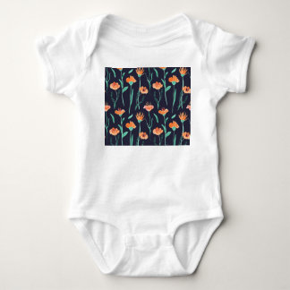 Body Imaginaire Orange Fleurs : Aquarelle Motif foncé.