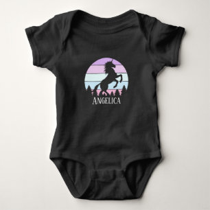 Body Infant Vintage Sunset Unicorne Nom Date Anniversai