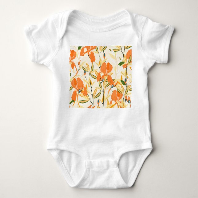 Body Iris orange : motif floral transparent (Devant)
