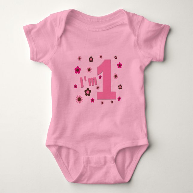 Body "J'ai 1ans anniversaire de fleurs de rose et de (Devant)