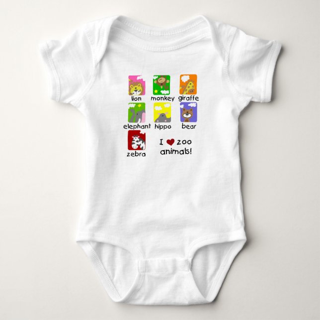 Body J'aime le T-shirt de raglan de bébé d'animaux de (Devant)