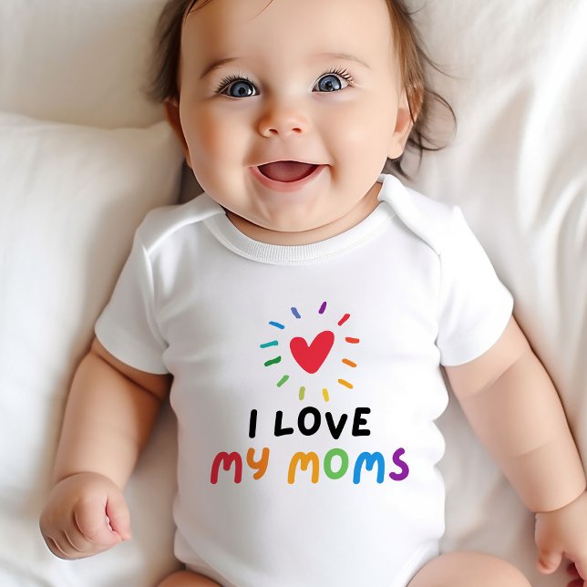 Body J'aime ma fête de la Fierté des mamans adorable (Celebrate Pride Day with our adorable baby bodysuit! I love my moms)