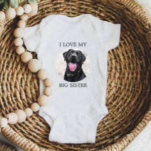 Body J'aime ma grande sœur Photo de chien personnalisée