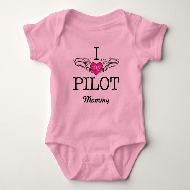 Body J'aime ma maman pilote avec des ailes graphiques (Devant)