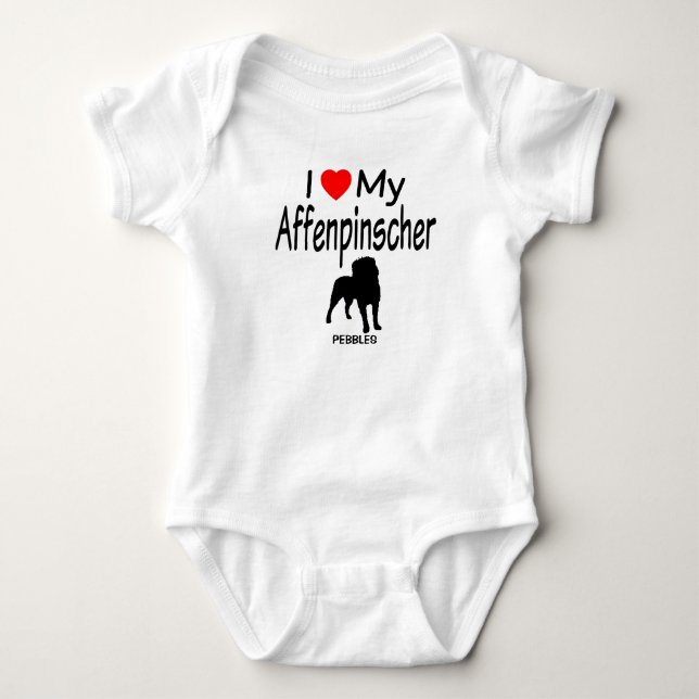 Body J'Aime Mon Affenpinscher Chien Silhouette (Devant)