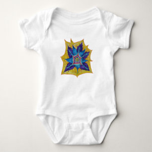 Body Jaune violet Mandala Baby Jersey Bodysuit, Blanc