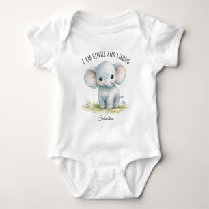 Body « Je suis doux et fort » Cute Baby-Shower éléphant