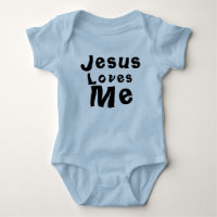 Jésus m'aime Baby Boy Boy Bodysuit Bleu Une pièce