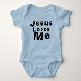 Body Jésus m'aime Baby Boy Boy Bodysuit Bleu Une pièce