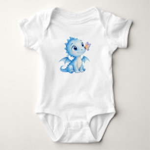 Body Joli bébé dragon à l'aquarelle avec papillon