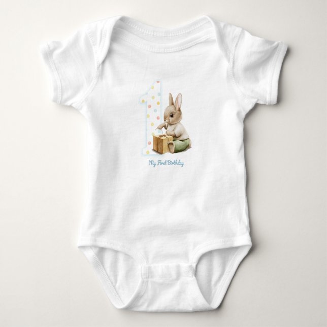 Body Joli Bunny Mon premier T-shirt d'anniversaire (Devant)
