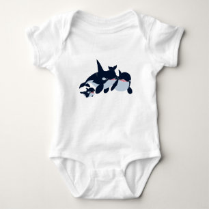 Body Joli Cartoon Orca Famille Bébé Bodysuit