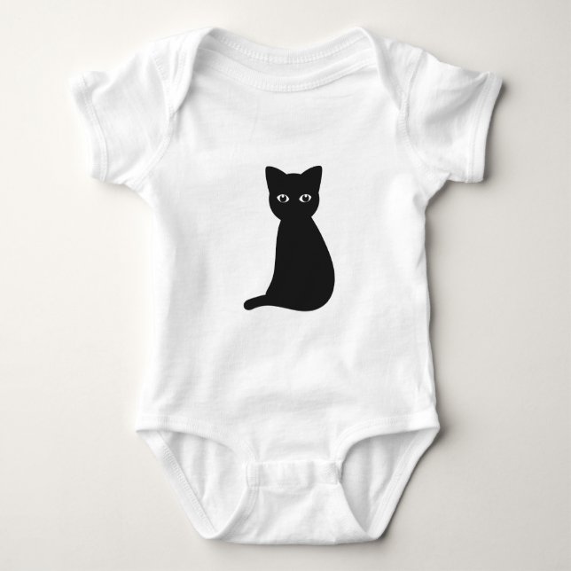 Body Joli costume de bébé chat noir. (Devant)