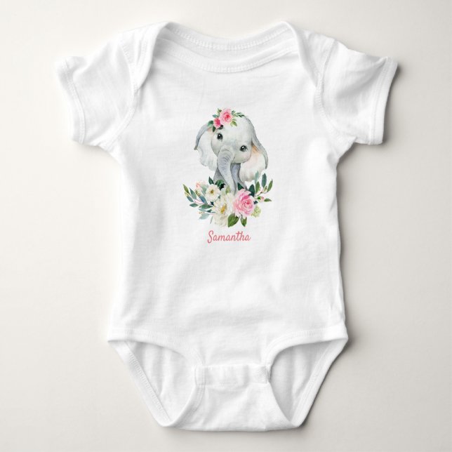 Body Joli éléphant boho floral vert cadeau fille (Devant)