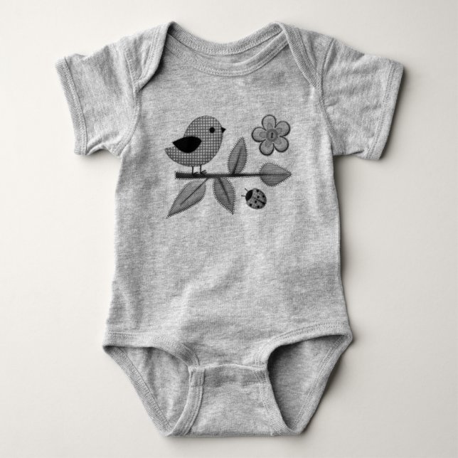 Body Joli En vichy Oiseau et Ladybug Garden Art (Devant)