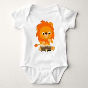 Body Joli Lion Caricature Jouer Bongos Baby Bodysuit