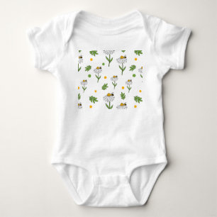 Body Joli motif sans couture de pâquerette et d'abeille