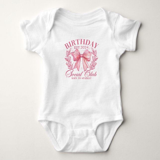 Body Joli Nœud Féminin Anniversaire Fille Mignonne Rose (Devant)