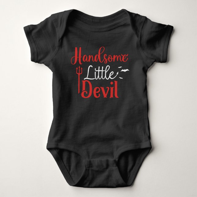 Body Joli petit diable noir rouge garçon Halloween (Devant)