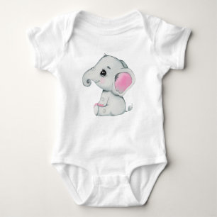 Body Joli petit éléphant fille bodysuit rose rustique