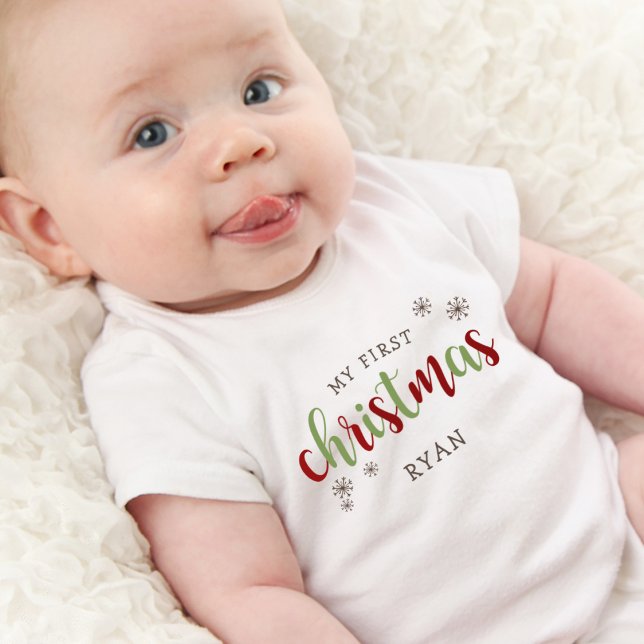Body Joli Premier Noël Nom (Cute My First Christmas Name Baby Bodysuit)