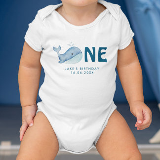 Body Jolie Aquarelle Baleine avec nom et date bébé