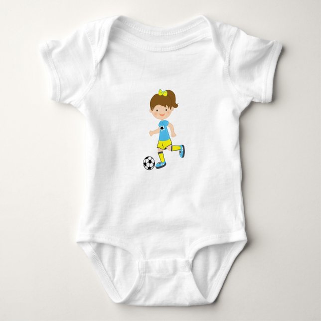 Body Jolie Brown Haired Soccer Baby Shirt (Devant)