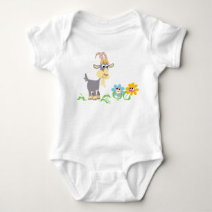 Body Jolie chèvre caricaturale et fleurs Vêtements bébé