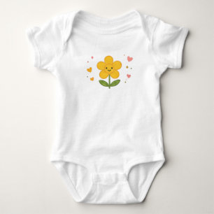 Body Jolie fleur jaune Kawaii souriante Daisy scintille