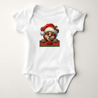 Body Jolie Ours de Noël Nom personnalisé Bodysuit bébé