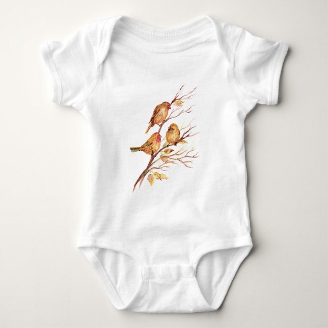 Body Jolie petite aquarelle Bruant Jardin Oiseaux (Devant)
