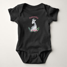 Body Jote Girls Black & White Giraffe Monogramme