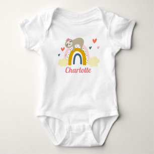 Body Jote Sloth Rainbow Pink personnalise le nom de la