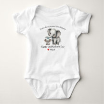 Joyeuse 1ère fête des Mères Maman et bébé Éléphant