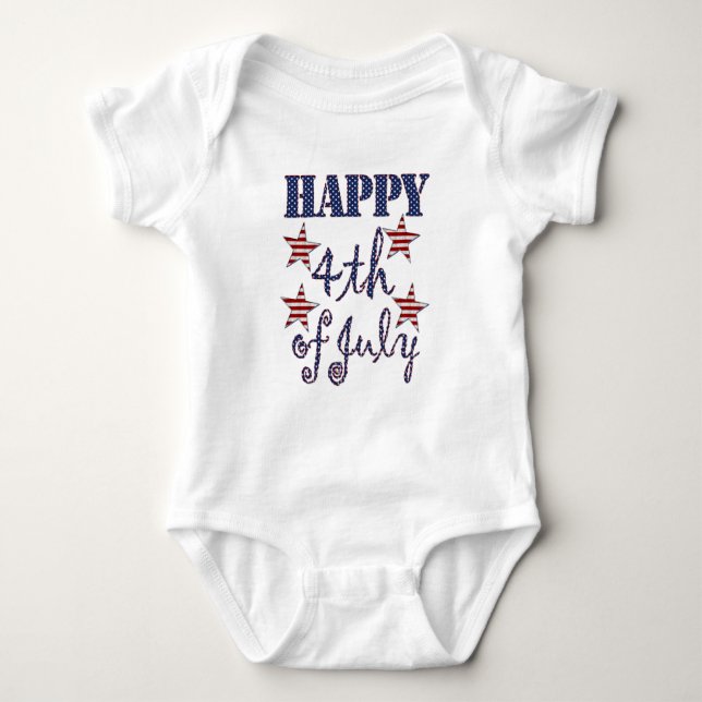 Body Joyeux 4 juillet Typographie Stars and Stripes (Devant)