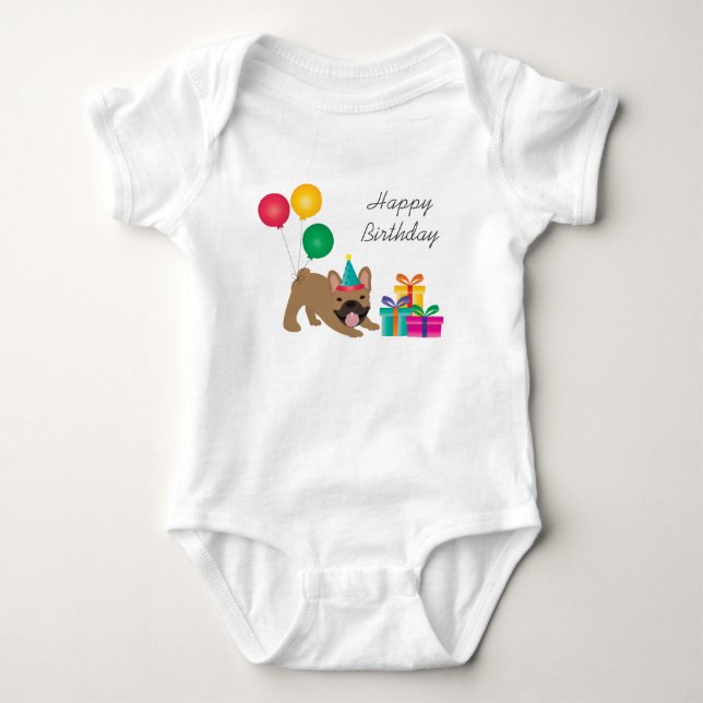Body Joyeux anniversaire Français Bulldog coloré (Devant)
