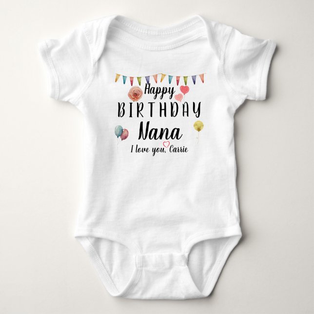 Body Joyeux Anniversaire Nana Mignonne Nom Personnalisé (Devant)