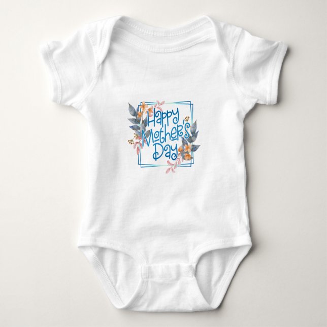 Body Joyeux cadre floral de la fête des mères| T-shirt (Devant)