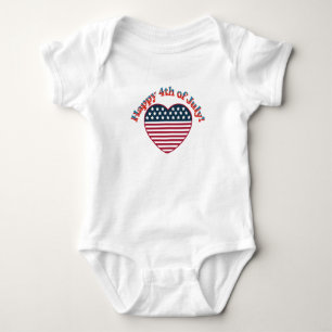 Body Joyeux drapeau en forme 4 juillet coeur américain