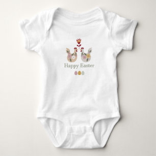 Body Joyeux modèles de Pâques avec oeufs, fleurs, poule