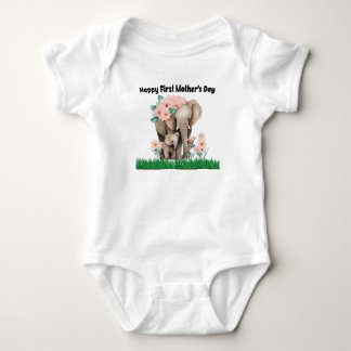 Body joyeux premier jour de mère mignon éléphant