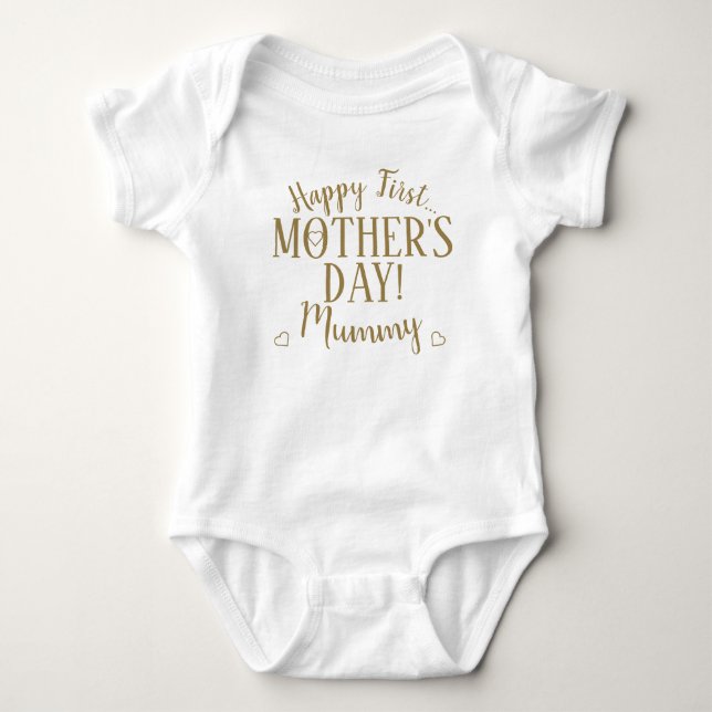 Body Joyeux Premier jour des mères Mummy Typography Gol (Devant)