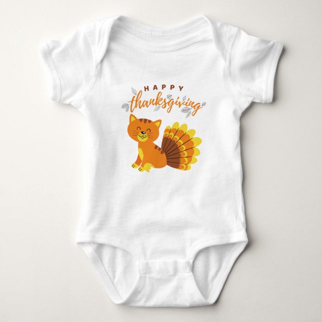 Body Joyeux Thanksgiving Chat Dinde pour Petit-enfant (Devant)