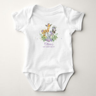 Body Jungle Animal Purple Floral 1er Anniversaire