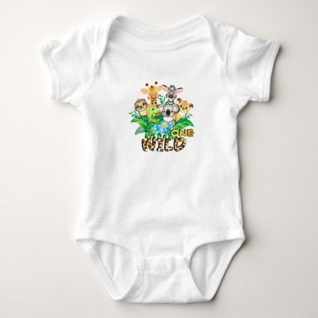 Body Jungle Animal Wild ONE Garçon 1er Anniversaire ten (Devant)