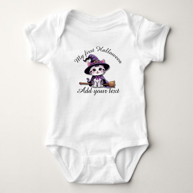 Body Kawaii Witch Kitten – Baby Halloween Bodysuit (Devant)