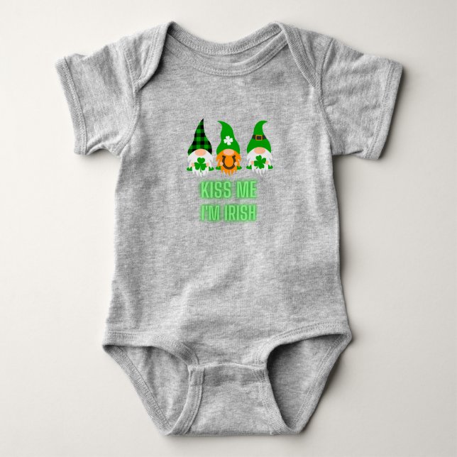 Body Kiss Me Je suis Irlandais St. Patrick's Day Gnome  (Devant)