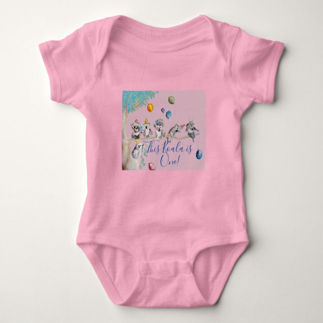 Body Koala Cute Premier Anniversaire pastel Rose Aquare (Devant)